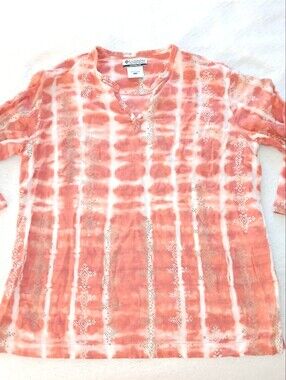 Sz.L Womens Columbia Tie Dye Keyhole Neck Pullover